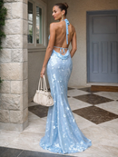 Vestido Longo Azul em Paetê Modern Nayeli