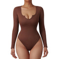 Body Suit Shape Slim Manga Longa com Decote