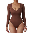 Body Suit Shape Slim Manga Longa com Decote