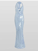 Vestido Longo Azul em Paetê Modern Nayeli