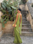 Vestido Longo de Cetim com Lenço Modern Viena