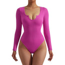 Body Suit Shape Slim Manga Longa com Decote