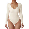 Body Suit Shape Slim Manga Longa com Decote