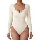 Body Suit Shape Slim Manga Longa com Decote