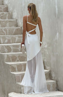 Vestido Longo Cetim Costas Aberta Modern Allure