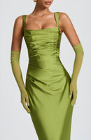 Vestido Longo de Cetim com Lenço Modern Viena