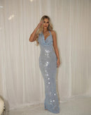 Vestido Longo Azul em Paetê Modern Nayeli